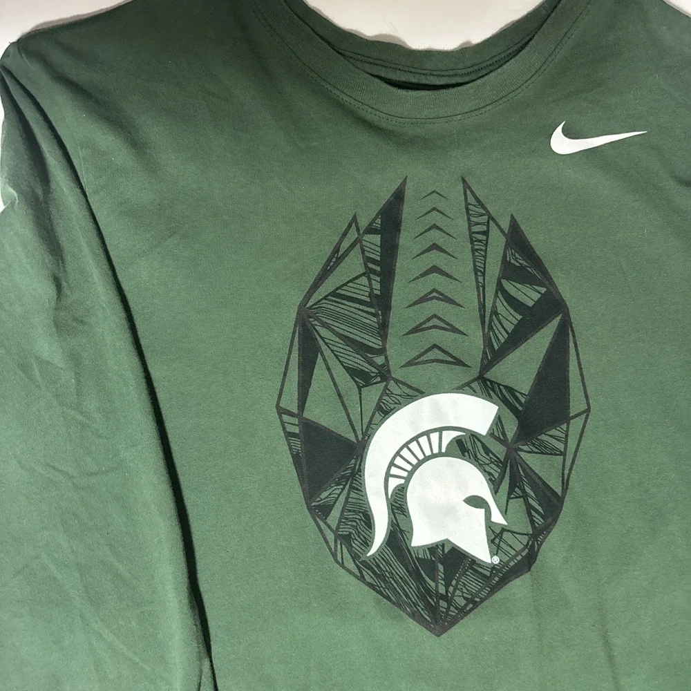 Nike Michigan State‎ Spartans Dri Fit Long Sleeve T Shirt Men Size L Green